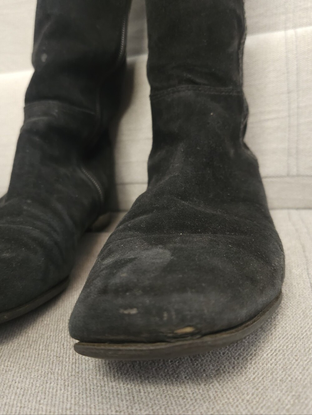 Tory Burch Black Suede Knee-High Boots with Logo Medallion - Picture 5 of 9